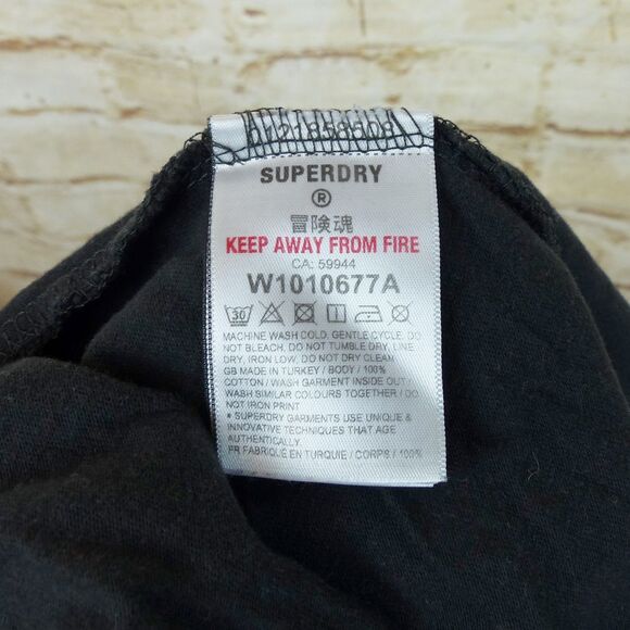 Superdry Black Label T-Shirt Women US 6 Black Out Graphic Logo Short Sleeve Moto - Picture 15 of 16